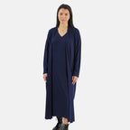 TAMSY Long Viscose Jersey Cardigan with Pocket (Size M,12-14) - Navy Blue