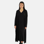 TAMSY Long Viscose Jersey Cardigan with Pocket (Size XXL,24-26) - Black