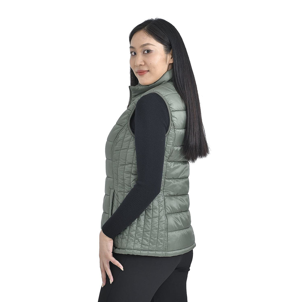 TAMSY Padded Gilet with 2 Side Zippered Pockets (Size L,16-18) - Kelp
