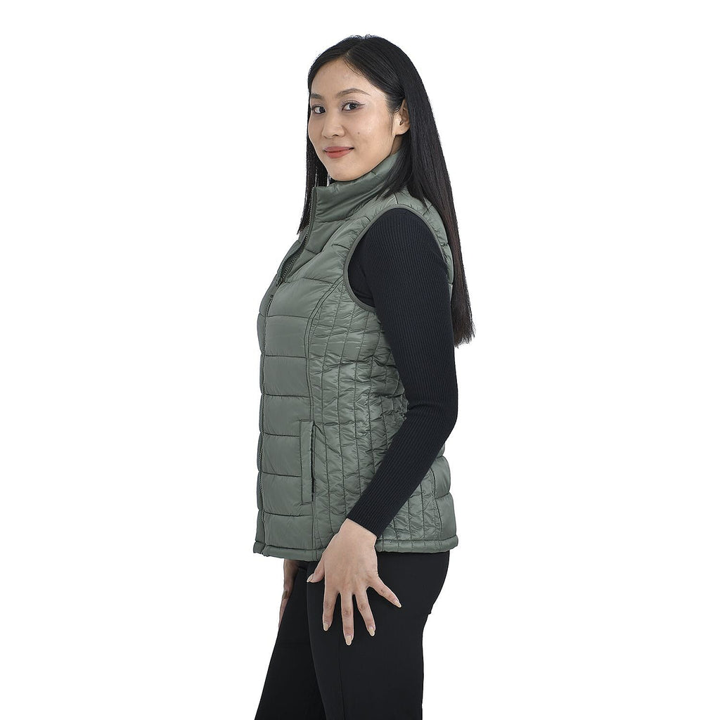 TAMSY Padded Gilet with 2 Side Zippered Pockets (Size L,16-18) - Kelp