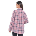 TAMSY 100% Viscose Check Pattern Shirt (Size XL) - Pink