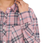 TAMSY 100% Viscose Check Pattern Shirt (Size XXL) - Pink