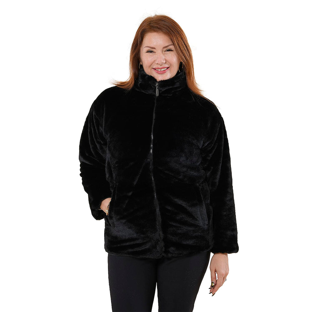 TAMSY Faux Fur Coat (Size L, 16-18)  - Black