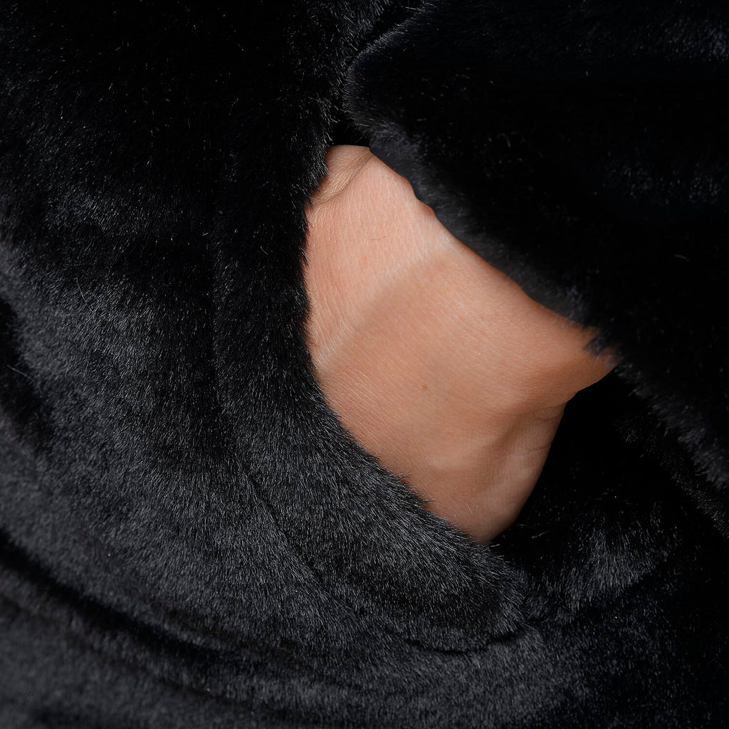 TAMSY Faux Fur Coat (Size L, 16-18)  - Black