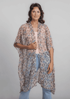 TAMSY Printed Chiffon Kaftan (One Size) - Beige