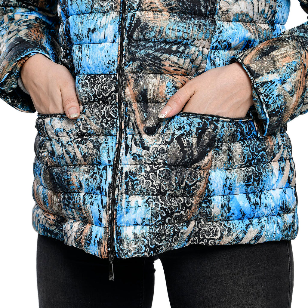 TAMSY Printed Padded Jacket (Size 18) - Blue