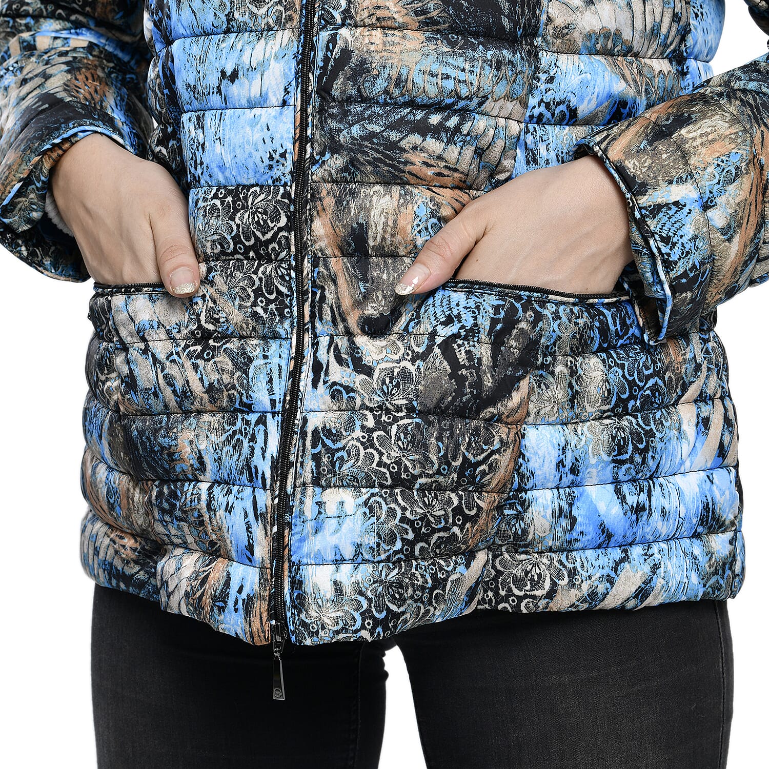 TAMSY Printed Padded Jacket (Size 18) - Blue