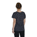 TAMSY Printed V-Neck Short Sleeves Blouse (Size M) - Black