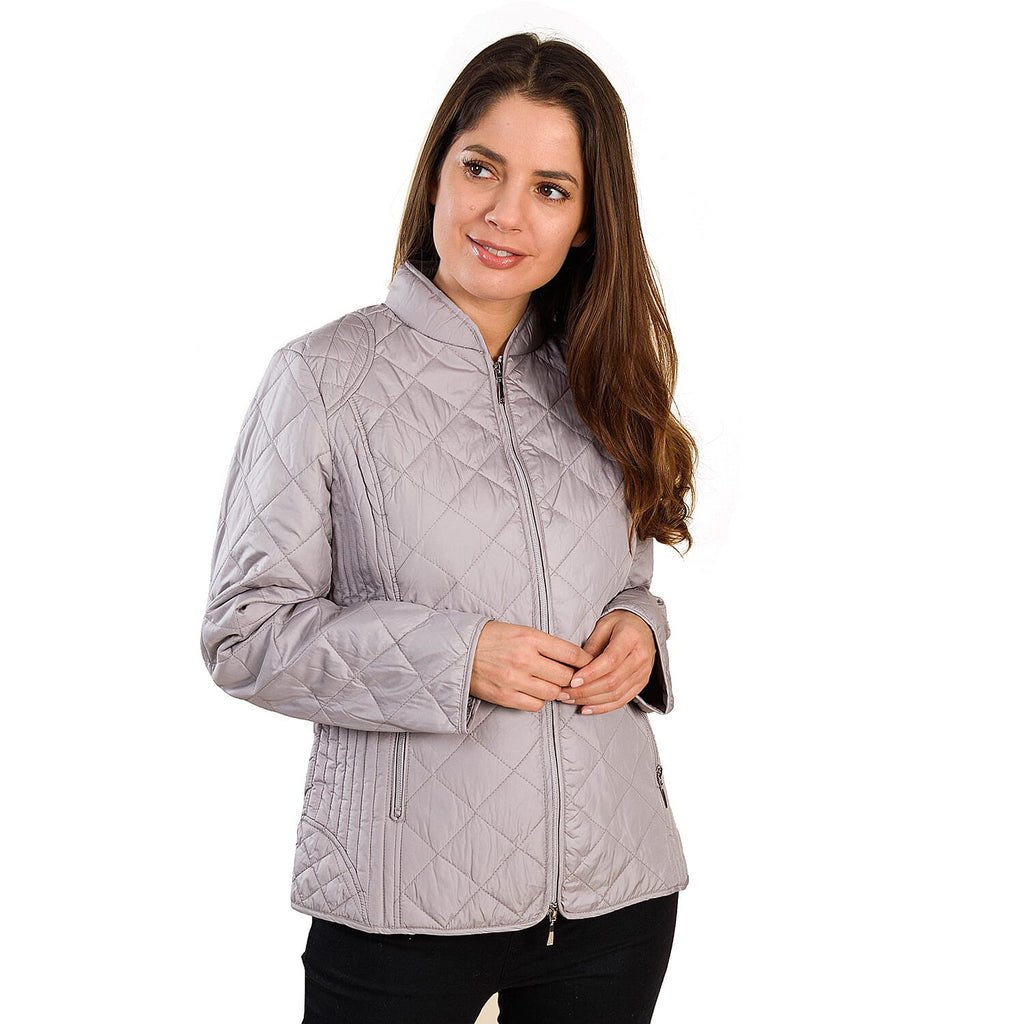 TAMSY Quilted Pattern Padded Jacket (Size 16) - Light Grey