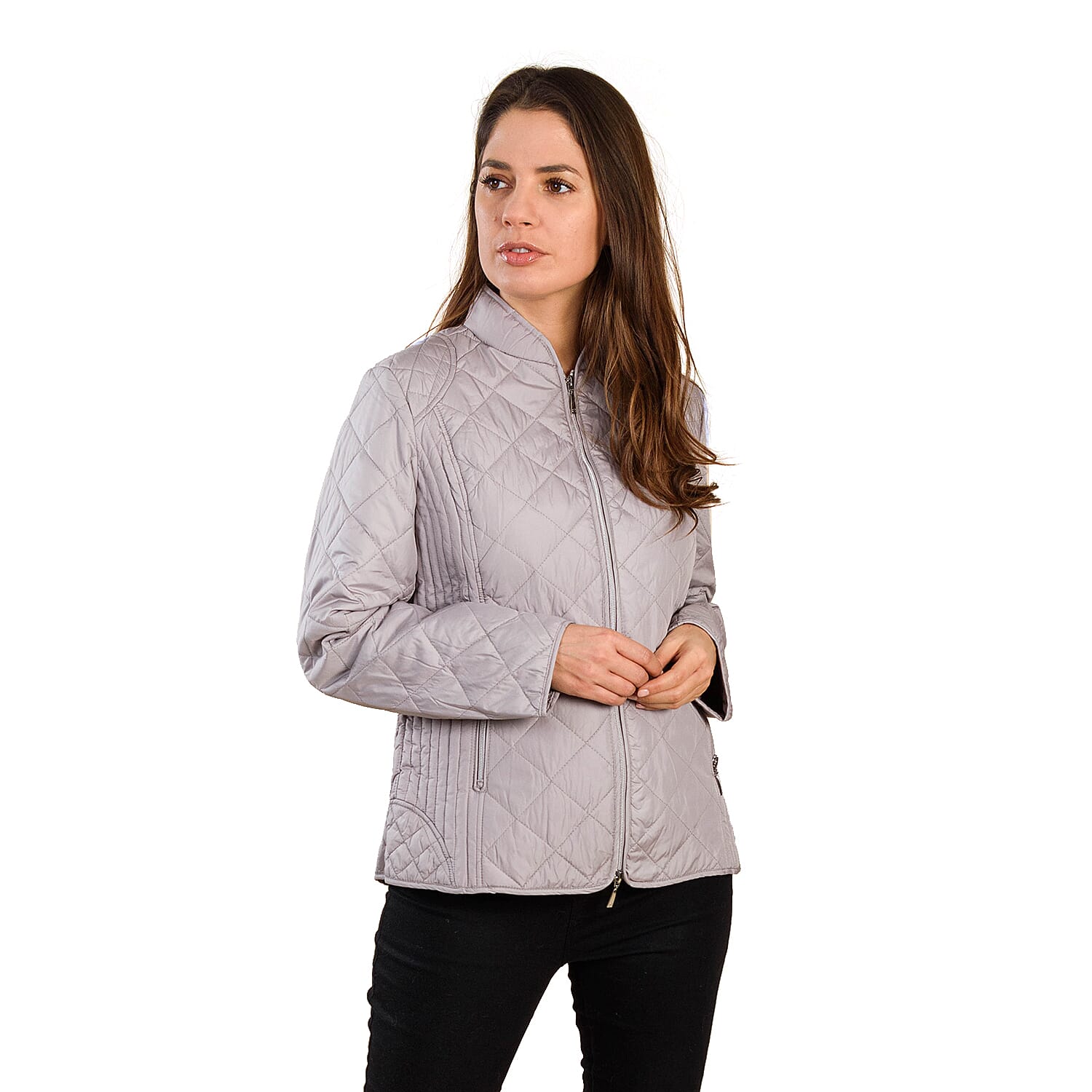 TAMSY Quilted Pattern Padded Jacket (Size 22) - Light Grey