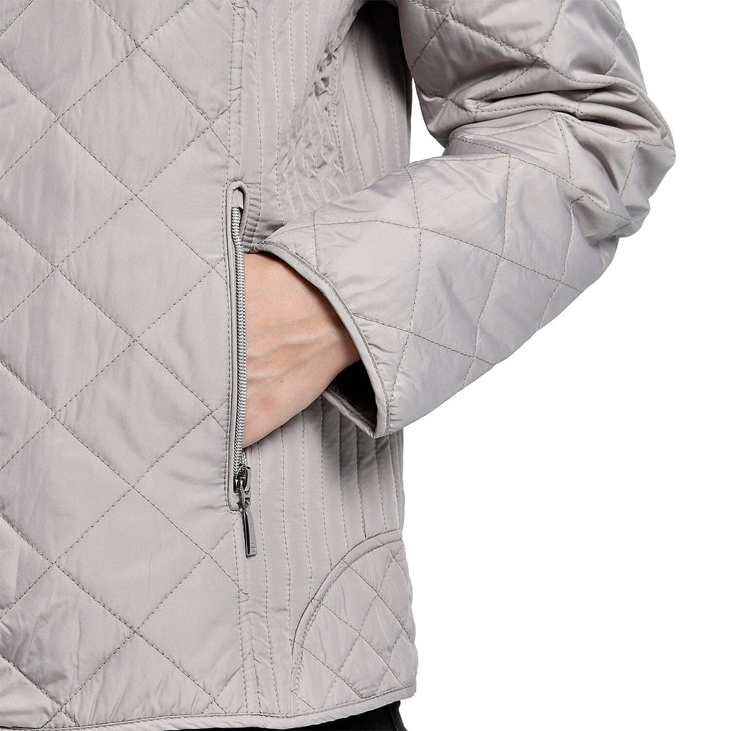 TAMSY Quilted Pattern Padded Jacket (Size 22) - Light Grey