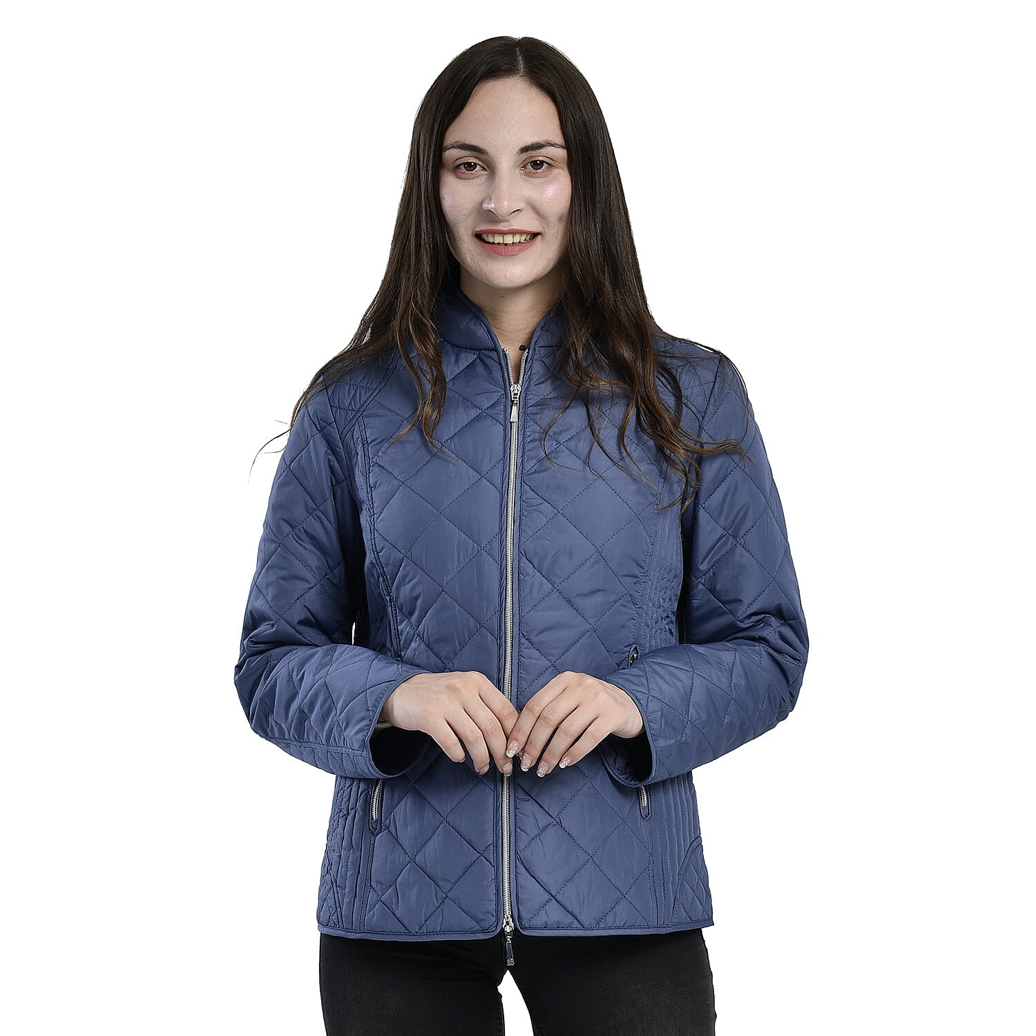 TAMSY Quilted Pattern Padded Jacket (Size 14) - Blue