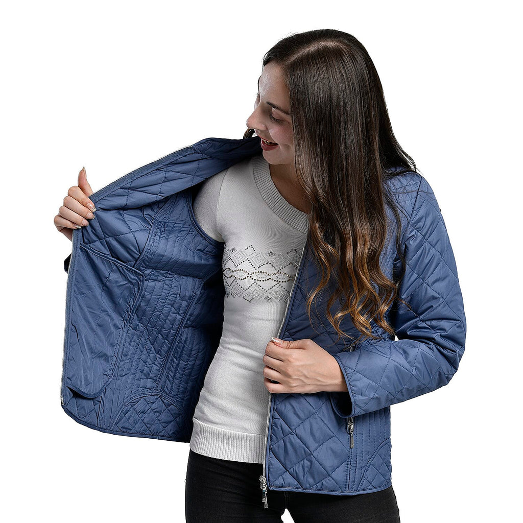 TAMSY Quilted Pattern Padded Jacket (Size 14) - Blue