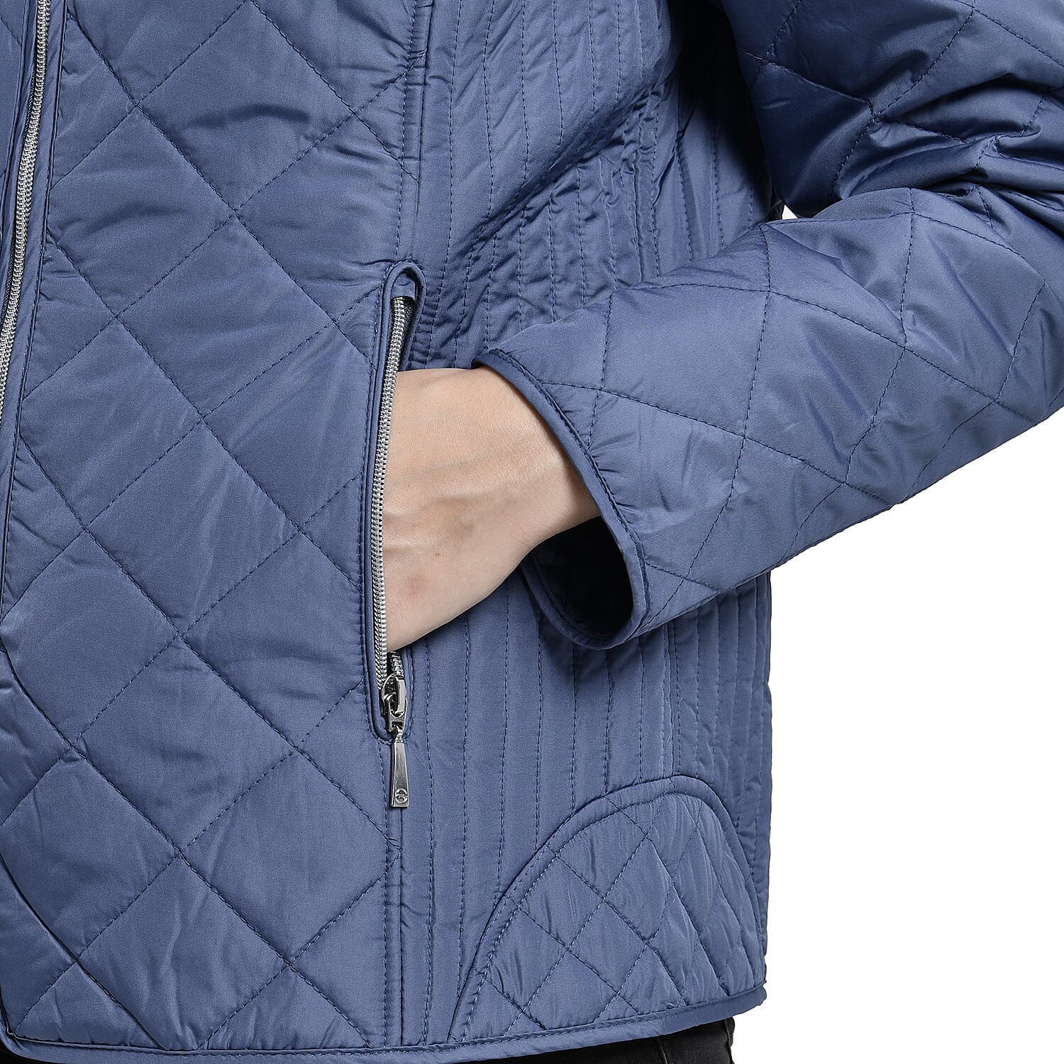 TAMSY Quilted Pattern Padded Jacket (Size 24) - Blue