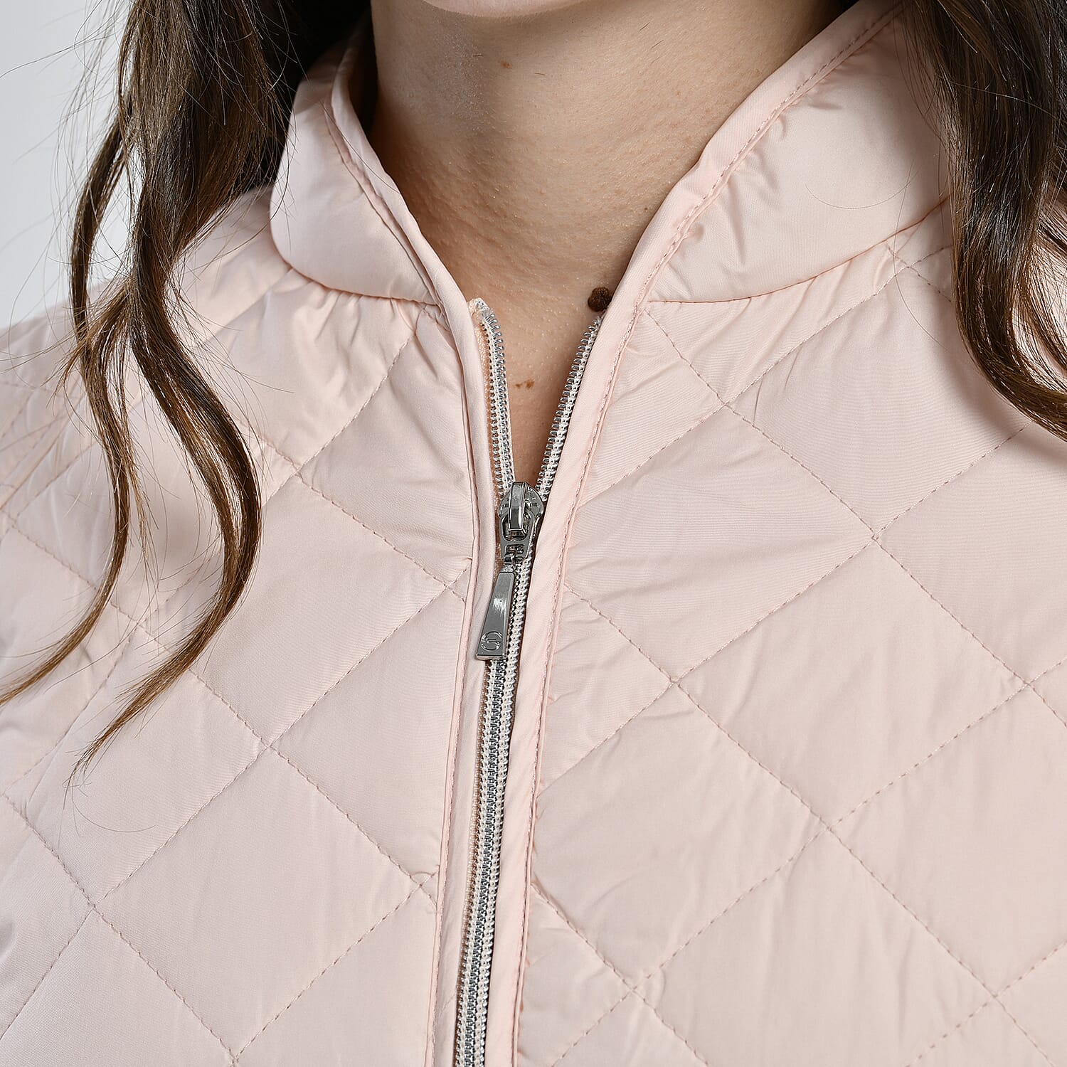 TAMSY Quilted Pattern Padded Jacket (Size 12) - Light Peach