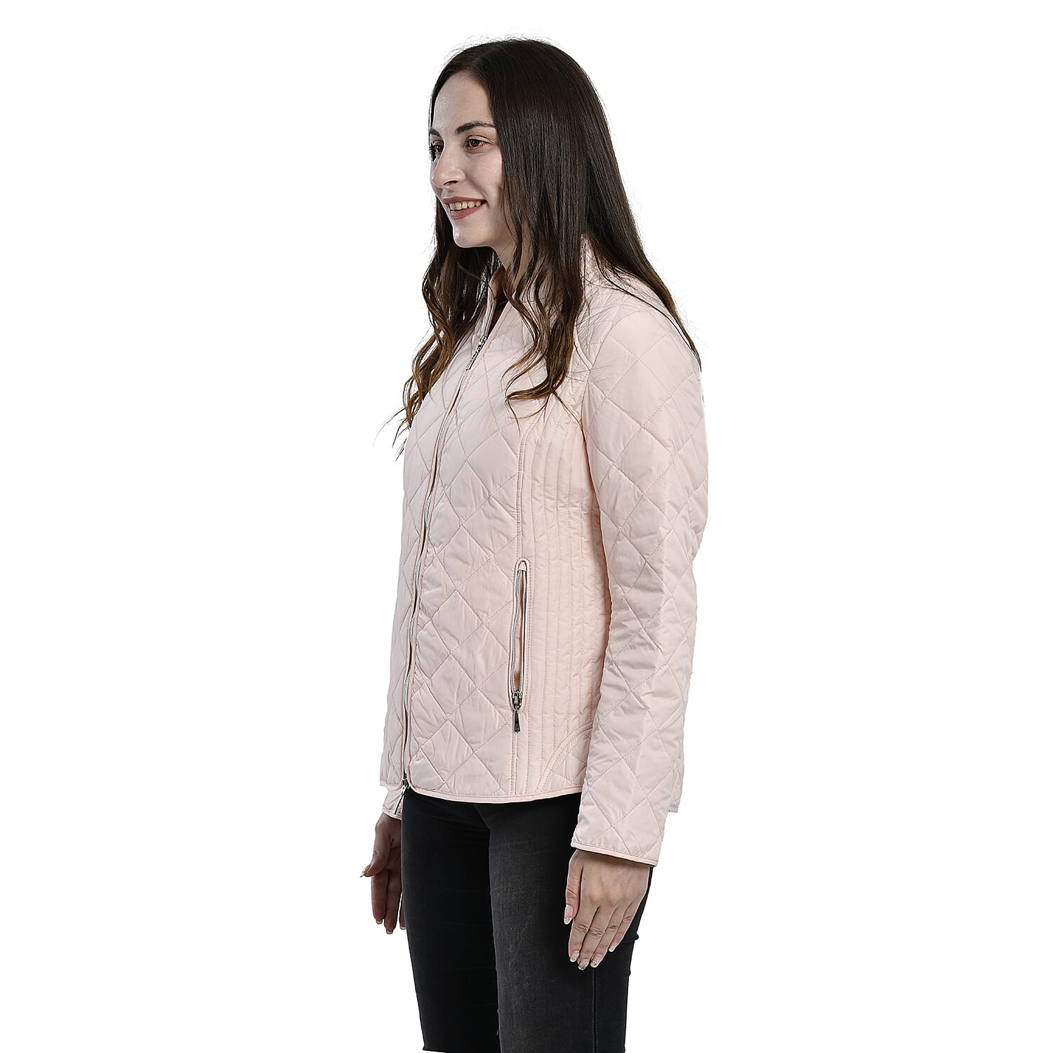TAMSY Quilted Pattern Padded Jacket (Size 16) - Light Peach
