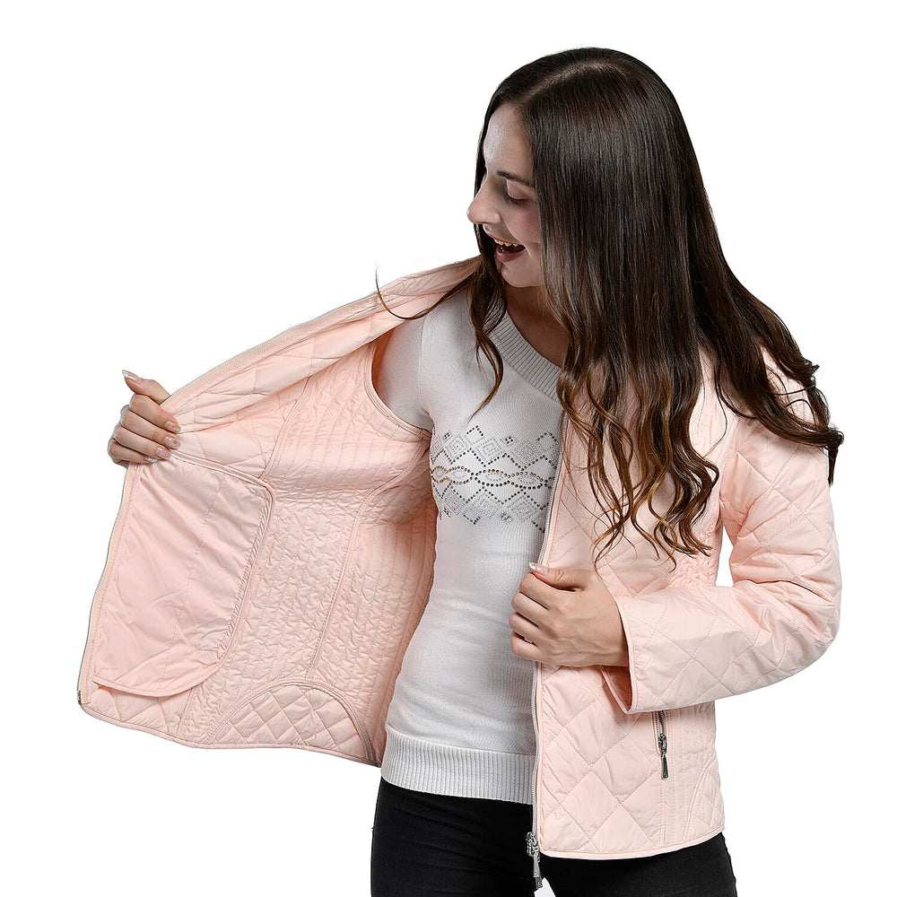 TAMSY Quilted Pattern Padded Jacket (Size 16) - Light Peach
