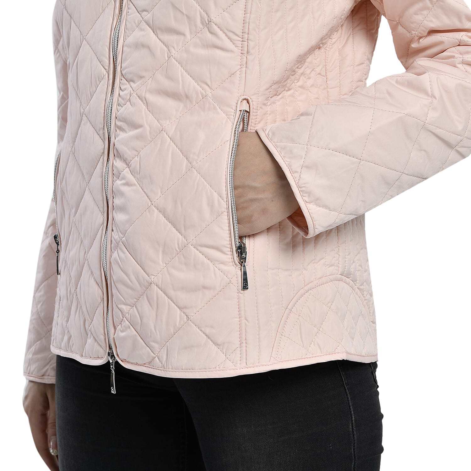 TAMSY Quilted Pattern Padded Jacket (Size 20) - Light Peach