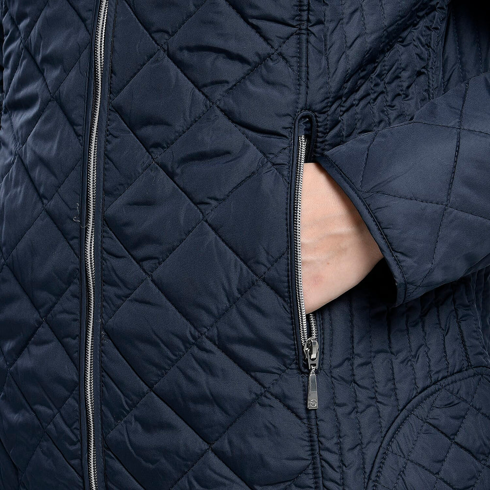 TAMSY Quilted Pattern Padded Jacket (Size 16) - Navy