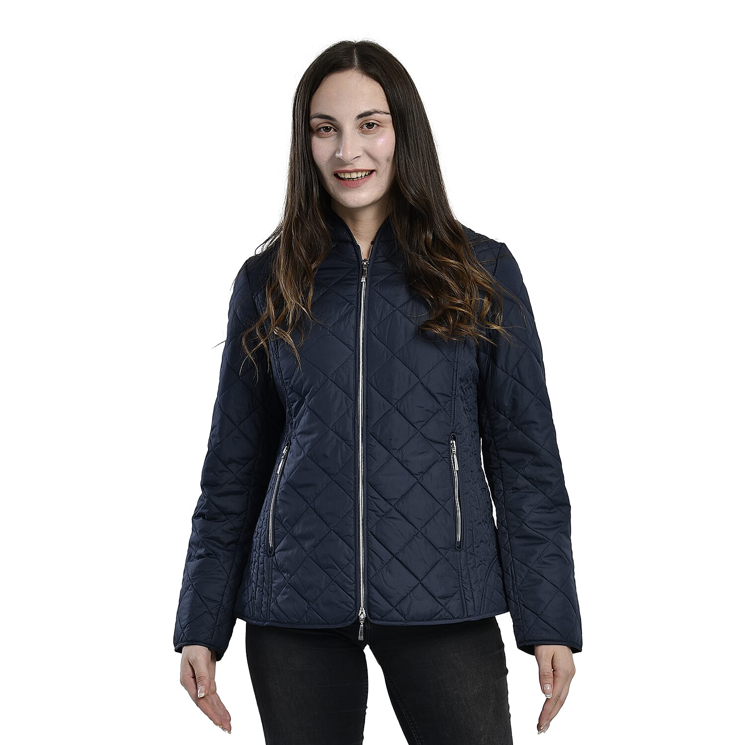 TAMSY Quilted Pattern Padded Jacket (Size 18) - Navy