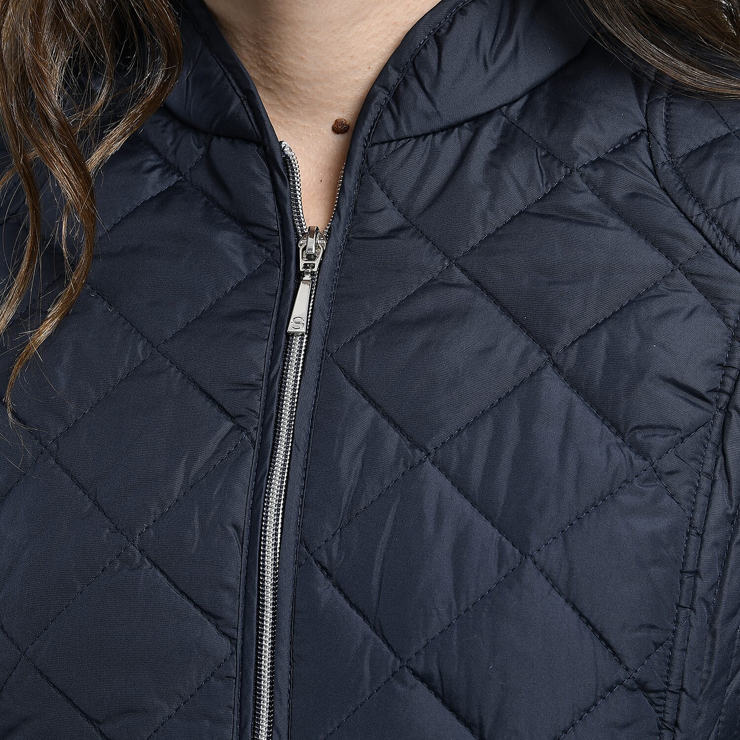 TAMSY Quilted Pattern Padded Jacket (Size 18) - Navy