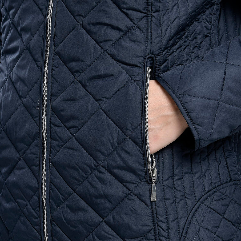 TAMSY Quilted Pattern Padded Jacket (Size 18) - Navy