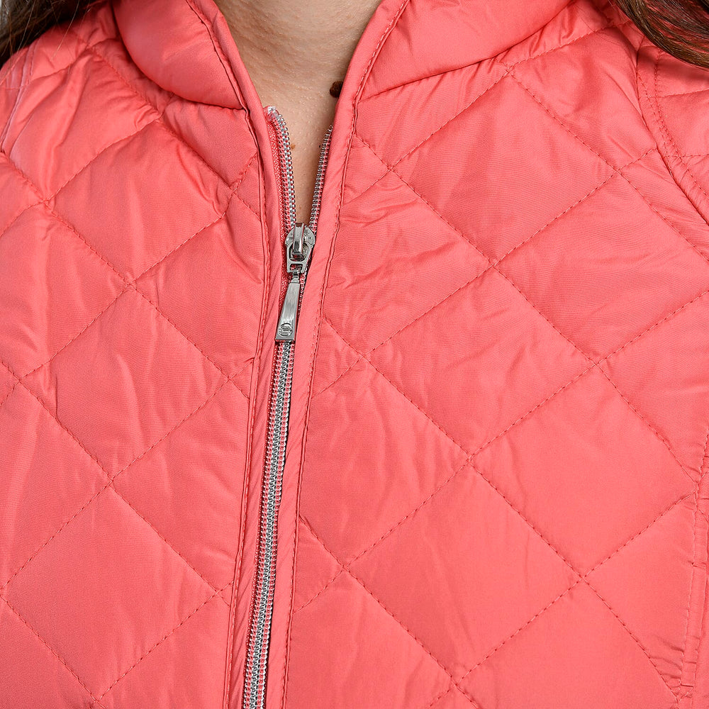 TAMSY Quilted Pattern Padded Jacket (Size 16) - Peach