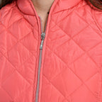TAMSY Quilted Pattern Padded Jacket (Size 16) - Peach