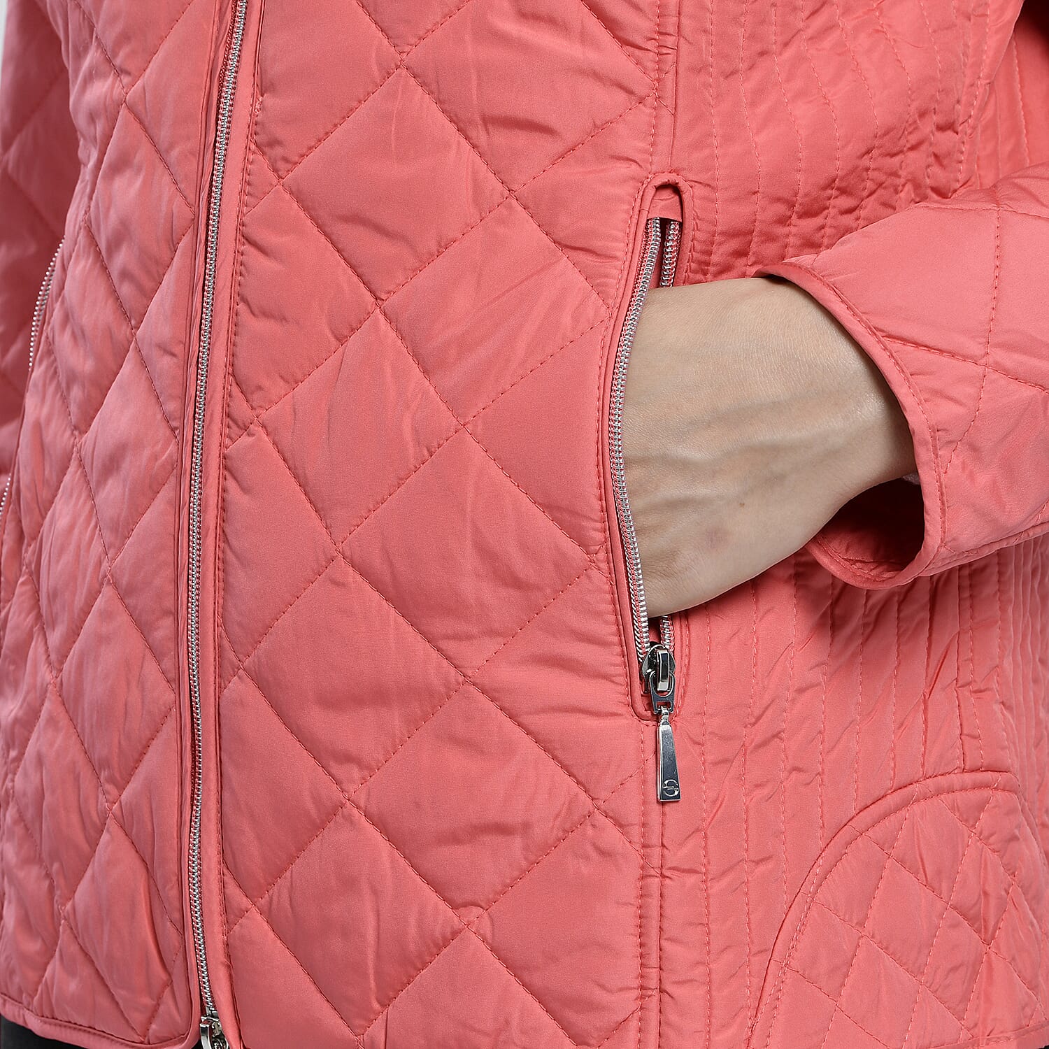 TAMSY Quilted Pattern Padded Jacket (Size 22) - Peach