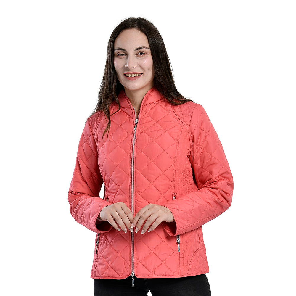 TAMSY Quilted Pattern Padded Jacket (Size 24) - Peach