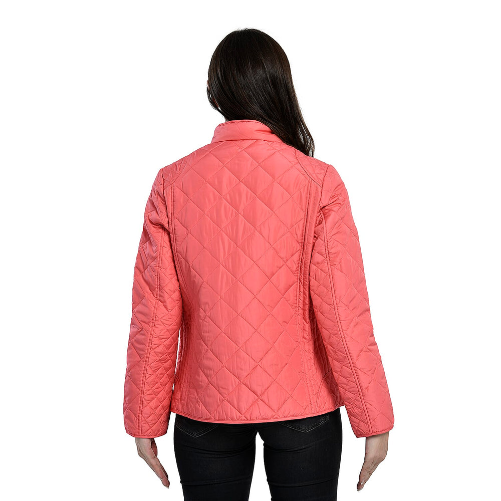 TAMSY Quilted Pattern Padded Jacket (Size 24) - Peach