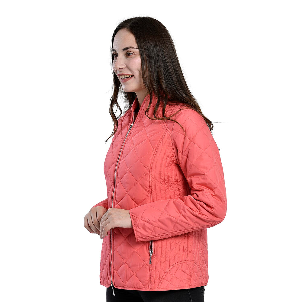 TAMSY Quilted Pattern Padded Jacket (Size 24) - Peach