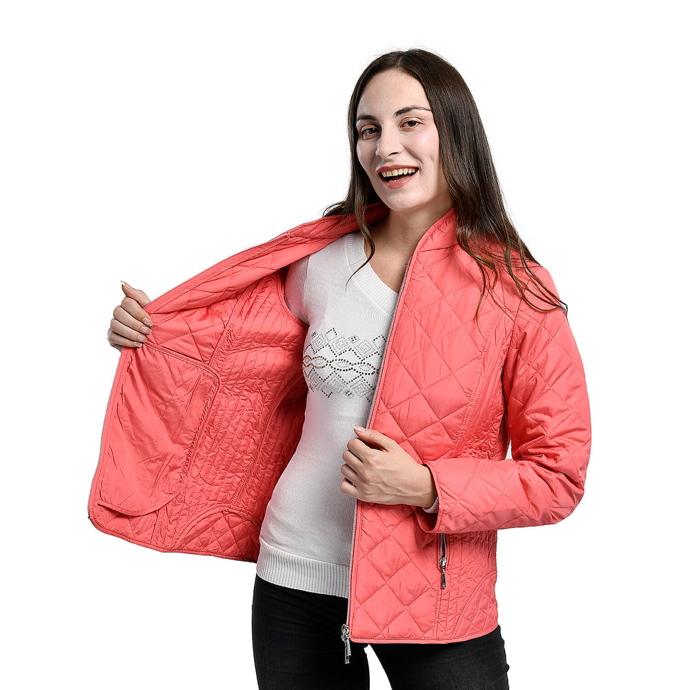 TAMSY Quilted Pattern Padded Jacket (Size 24) - Peach