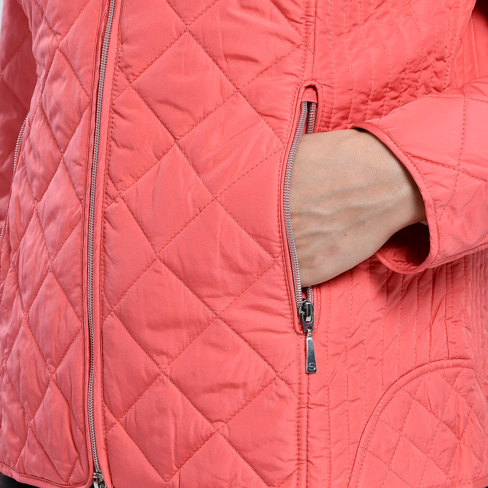 TAMSY Quilted Pattern Padded Jacket (Size 24) - Peach