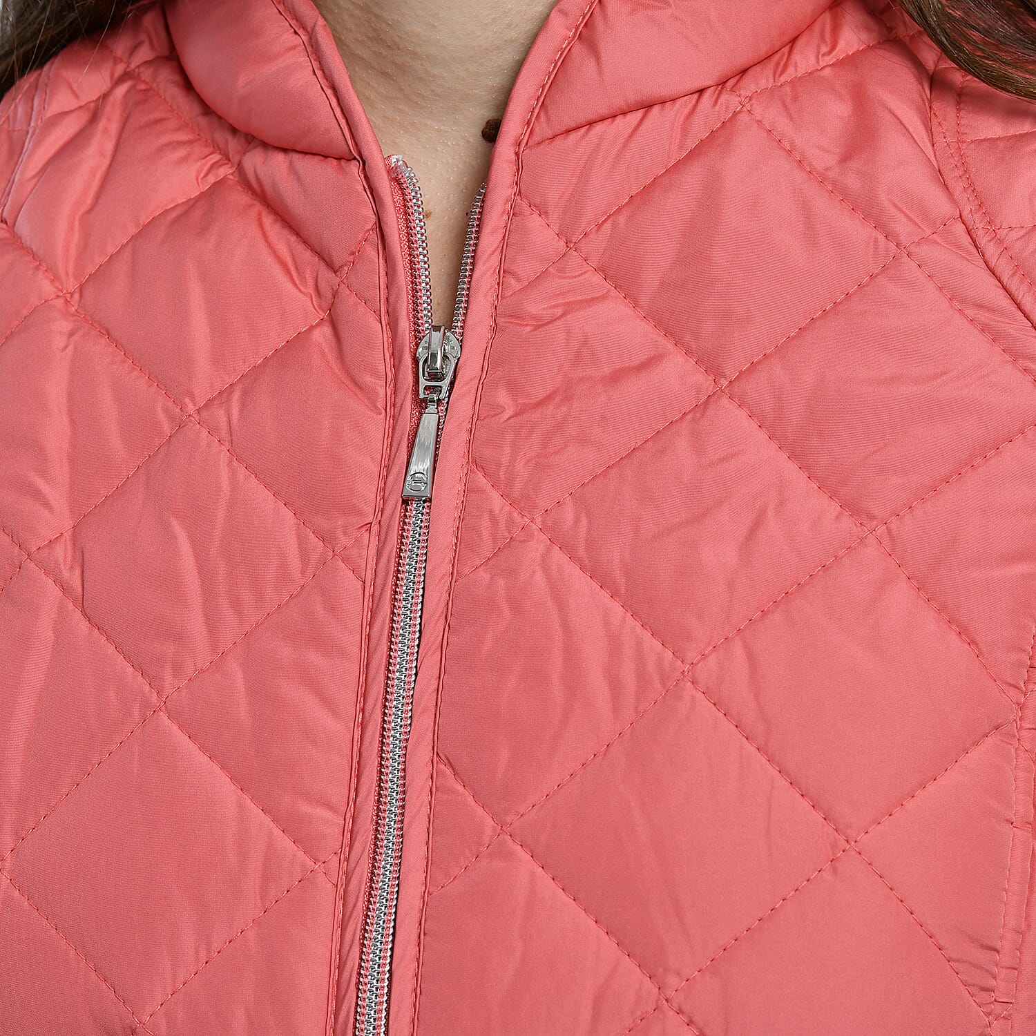 TAMSY Quilted Pattern Padded Jacket (Size 26) - Peach