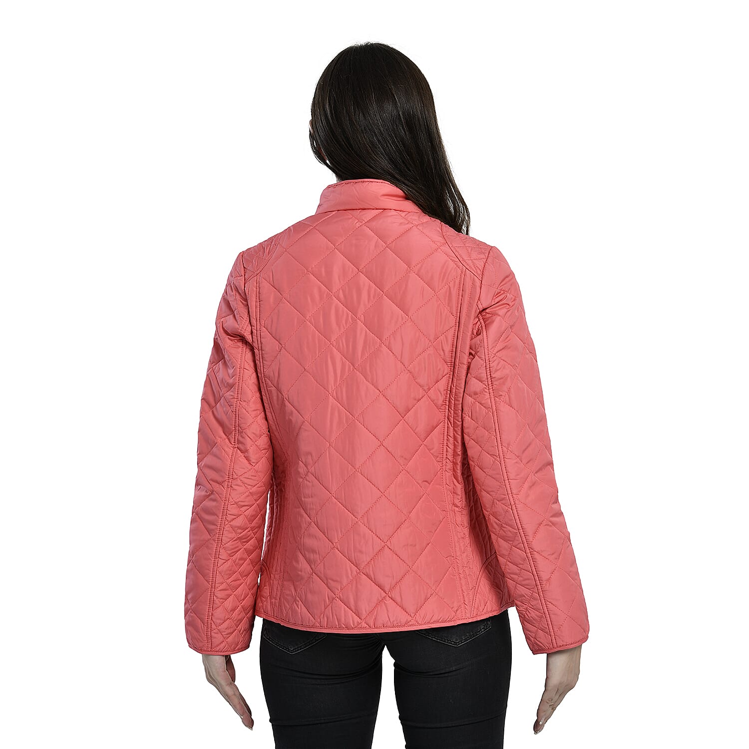 TAMSY Quilted Pattern Padded Jacket (Size 28) -  Peach