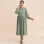 TAMSY 100% Viscose Crew Neck Mid Dress (Size 18) - Green