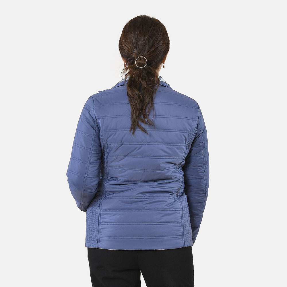TAMSY Reverible Padded Lining Jacket with Front Zipper Closure (Size 10) - Blue