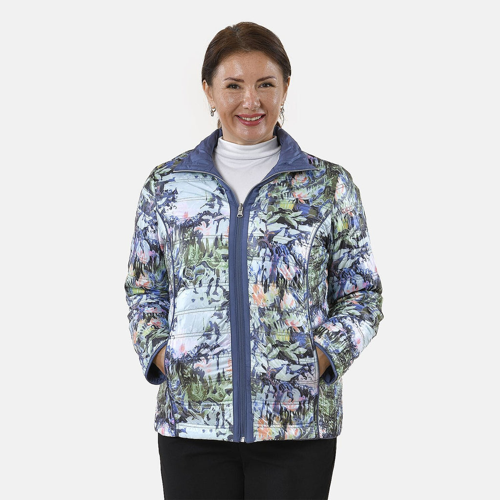 TAMSY Reverible Padded Lining Jacket with Front Zipper Closure (Size 10) - Blue