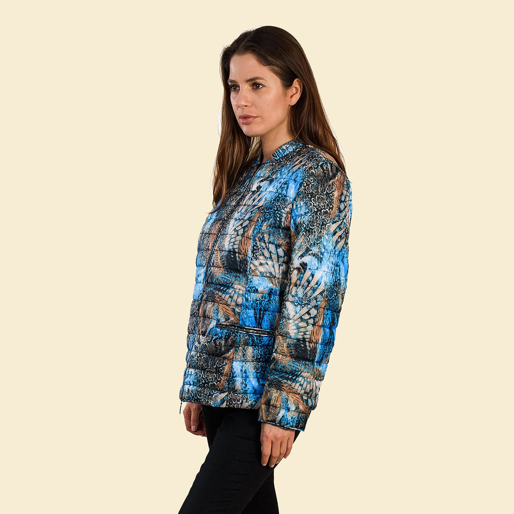 TAMSY Reversible Floral Print Padded Jacket (Size 16) - Blue - Multi