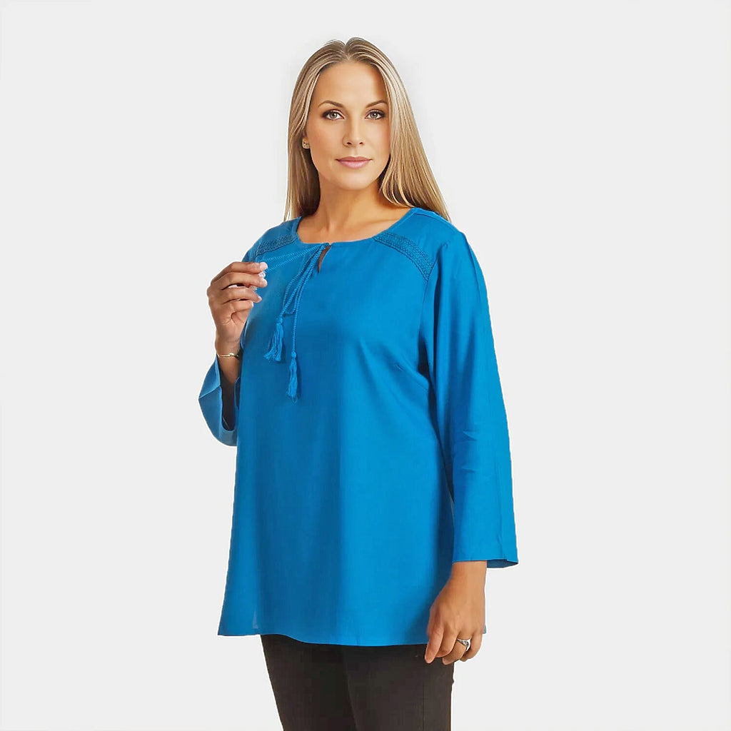 TAMSY 100% Viscose Top (Size 12) - Blue