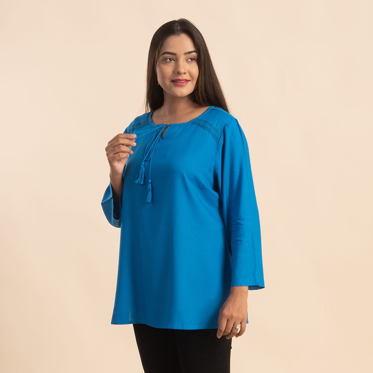 TAMSY 100% Viscose Top (Size 14) - Blue