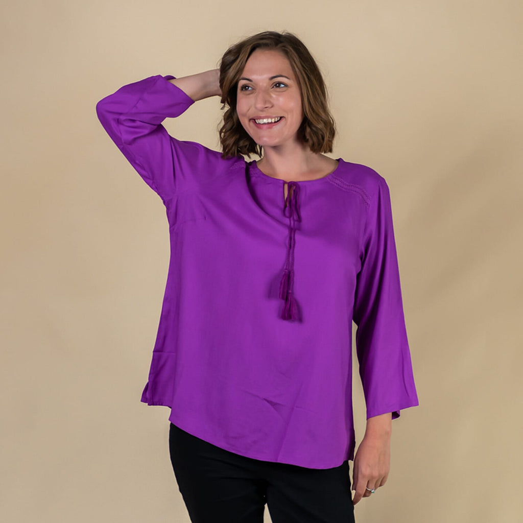 TAMSY 100% Viscose Top (Size 16) - Purple