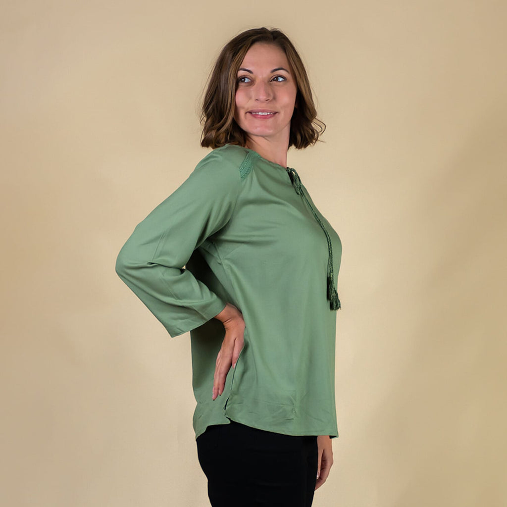 TAMSY 100% Viscose Plain Top (Size 10) - Olive Green