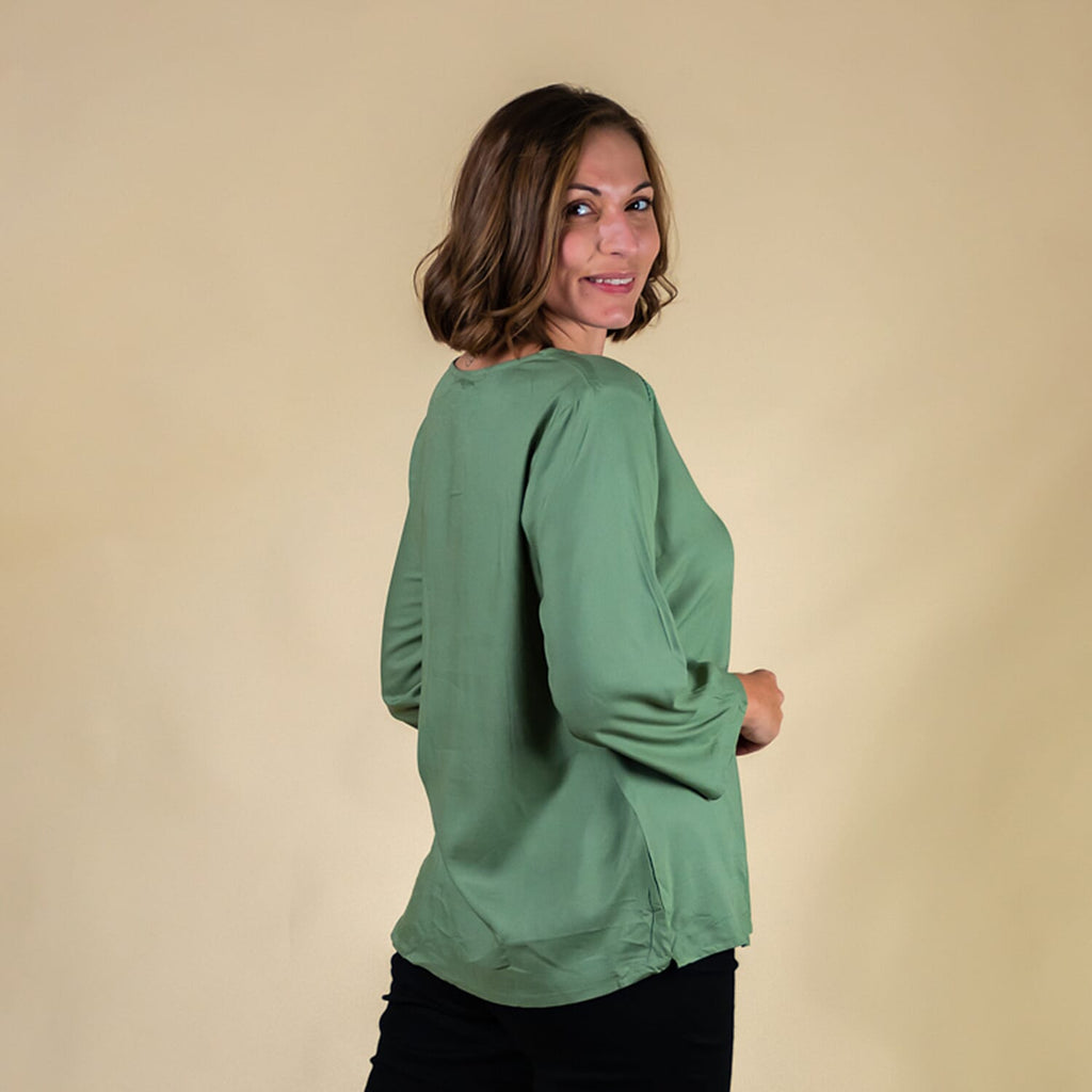 TAMSY 100% Viscose Plain Top (Size 16) - Olive Green