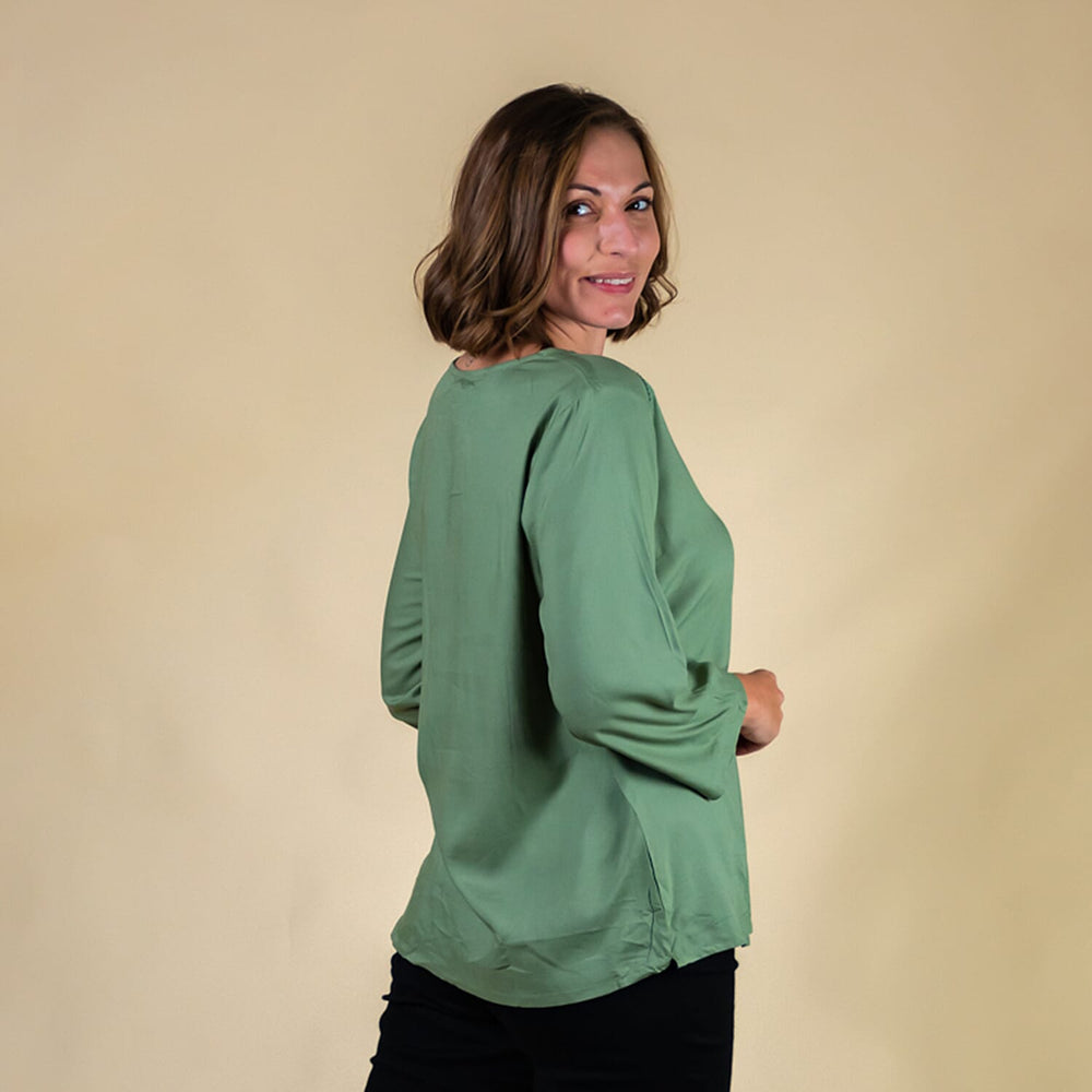 TAMSY 100% Viscose Plain Top (Size 20) - Olive Green