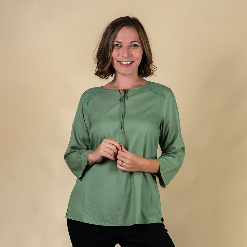 TAMSY 100% Viscose Plain Top (Size 22) - Olive Green