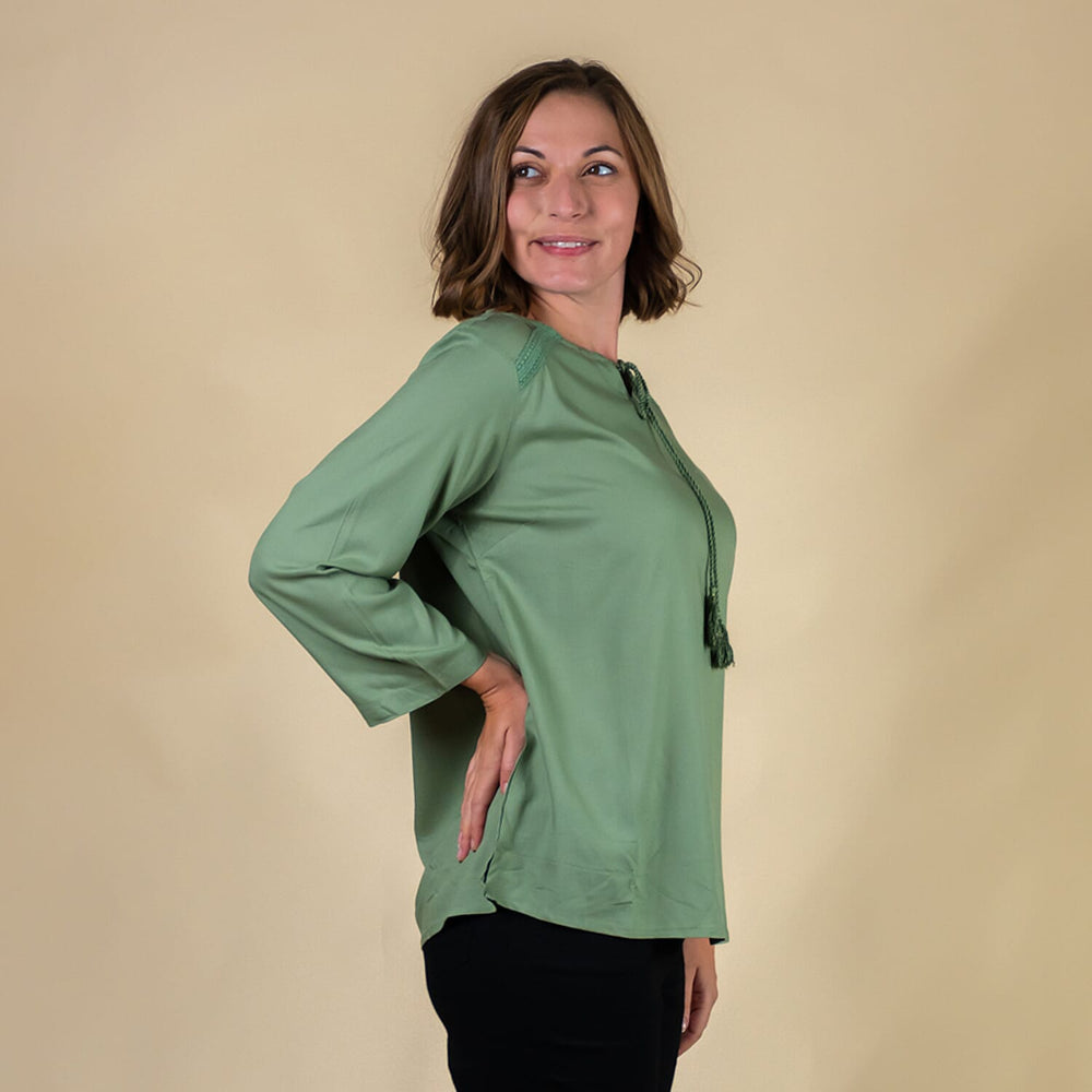 TAMSY 100% Viscose Plain Top (Size 22) - Olive Green