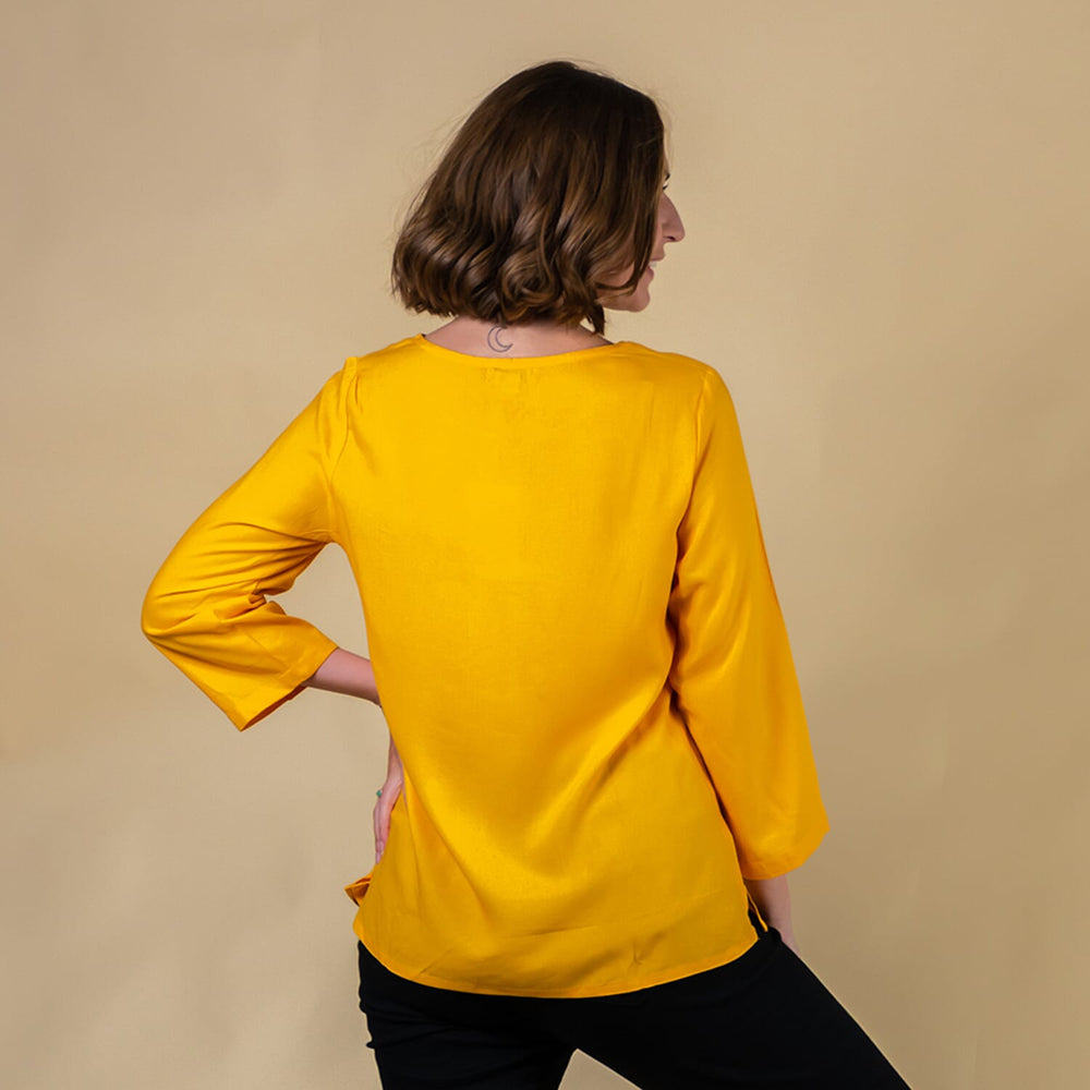 TAMSY 100% Viscose Plain Top (Size 14) - Yellow