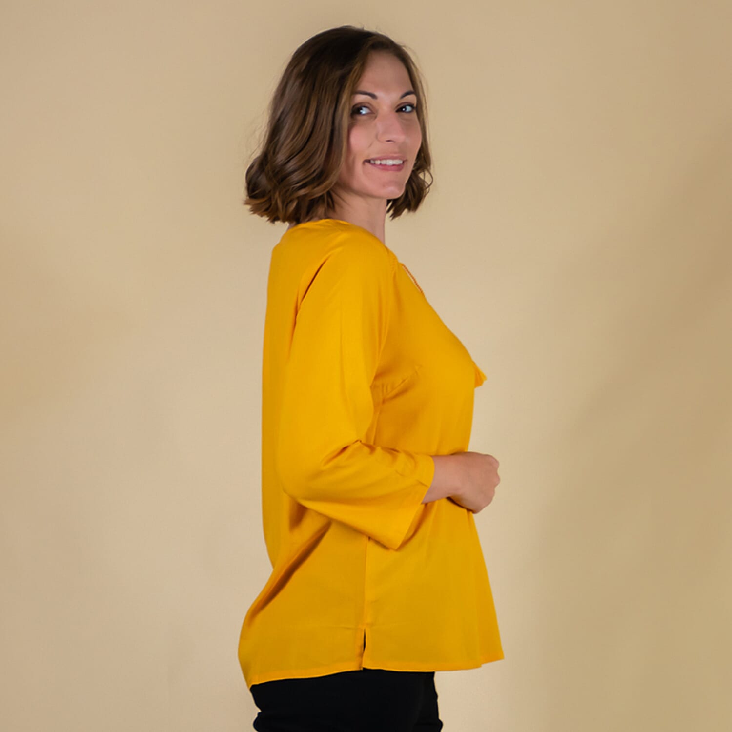 TAMSY 100% Viscose Plain Top (Size 14) - Yellow